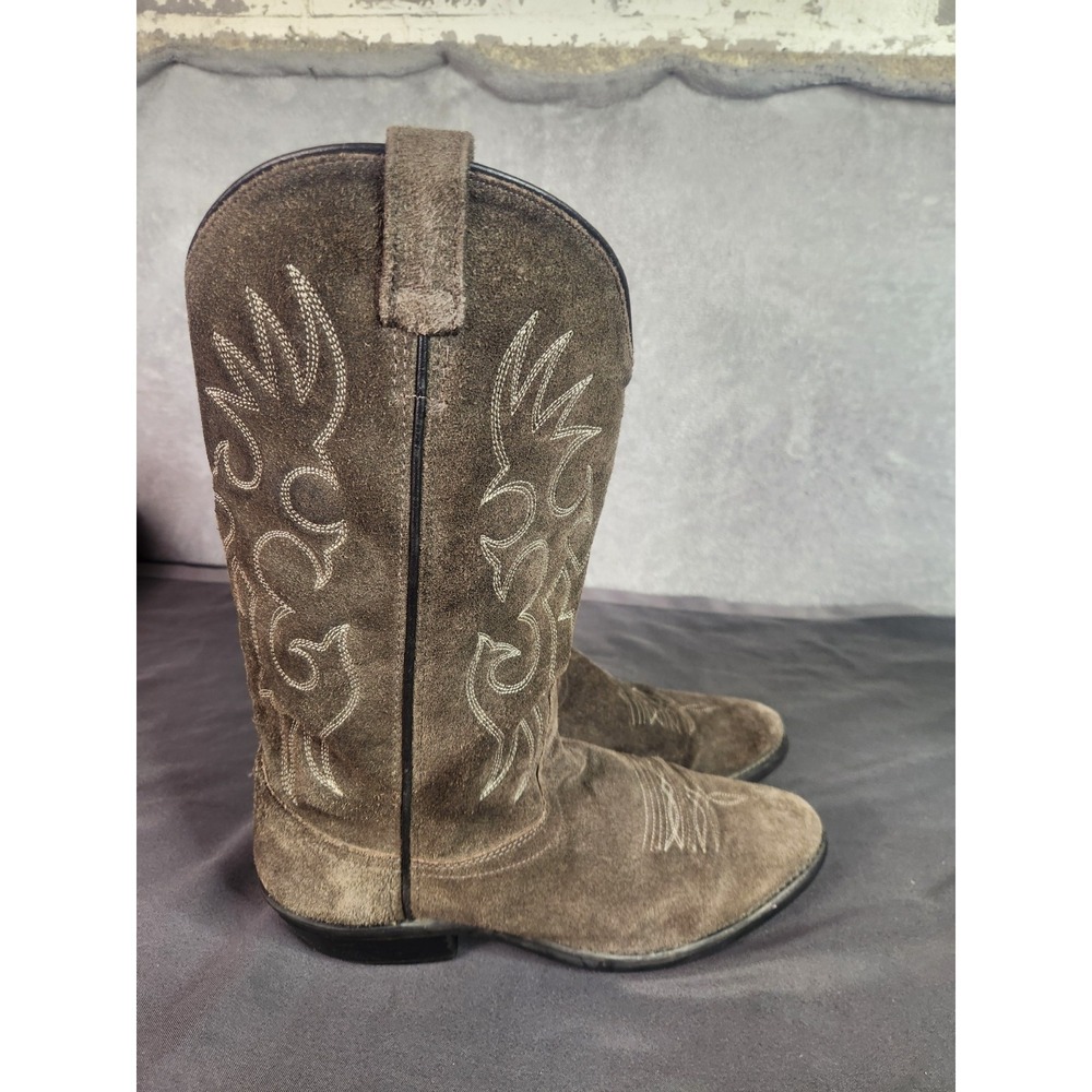 Old West Boots Mens Size 12D Gray Suede White Stitching Western Y2K
